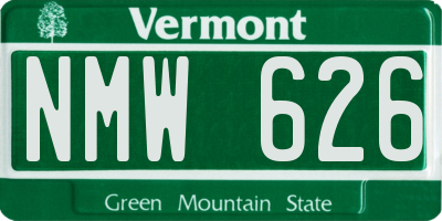 VT license plate NMW626