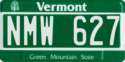 VT license plate NMW627