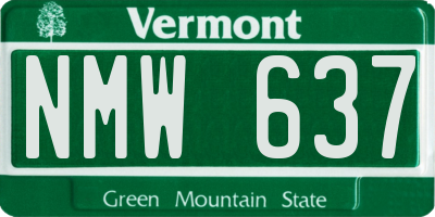 VT license plate NMW637