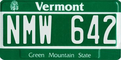 VT license plate NMW642