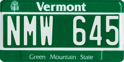 VT license plate NMW645