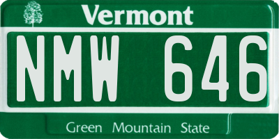 VT license plate NMW646