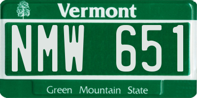 VT license plate NMW651