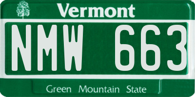 VT license plate NMW663