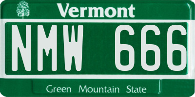VT license plate NMW666