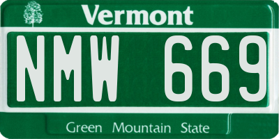 VT license plate NMW669