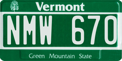 VT license plate NMW670