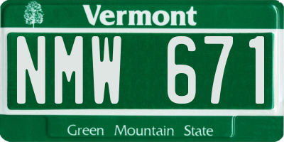 VT license plate NMW671