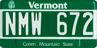 VT license plate NMW672