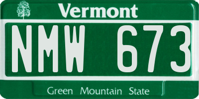 VT license plate NMW673