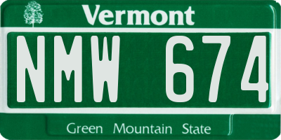 VT license plate NMW674