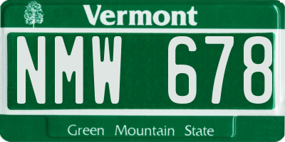 VT license plate NMW678