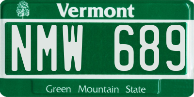 VT license plate NMW689