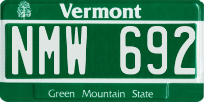 VT license plate NMW692