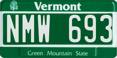 VT license plate NMW693