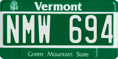 VT license plate NMW694