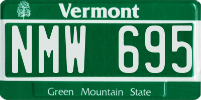 VT license plate NMW695