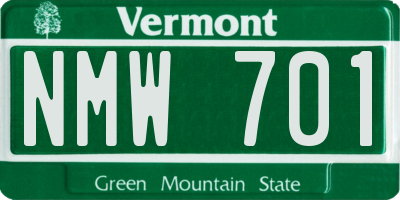 VT license plate NMW701