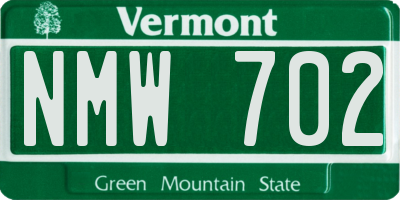 VT license plate NMW702