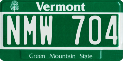 VT license plate NMW704