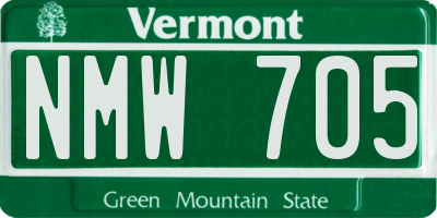 VT license plate NMW705