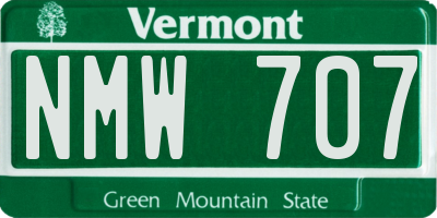 VT license plate NMW707