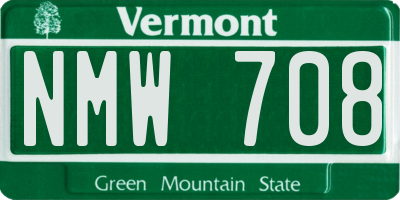 VT license plate NMW708