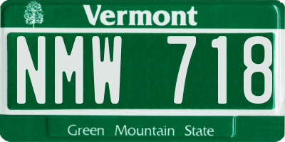 VT license plate NMW718