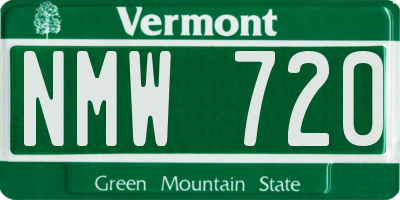 VT license plate NMW720