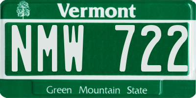 VT license plate NMW722