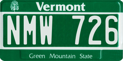 VT license plate NMW726