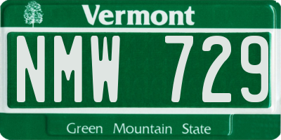 VT license plate NMW729
