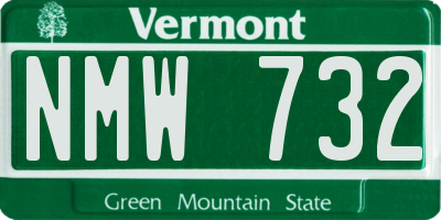 VT license plate NMW732
