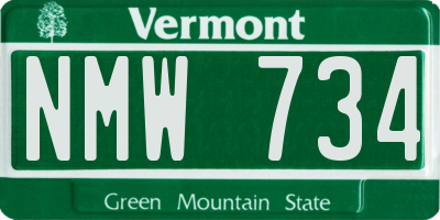 VT license plate NMW734