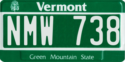 VT license plate NMW738