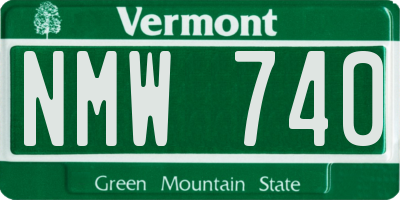 VT license plate NMW740