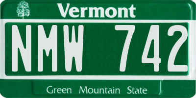 VT license plate NMW742