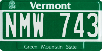 VT license plate NMW743