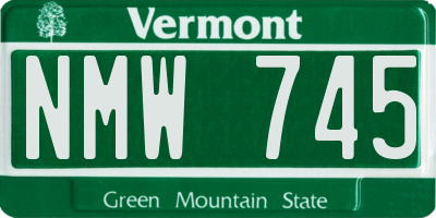 VT license plate NMW745
