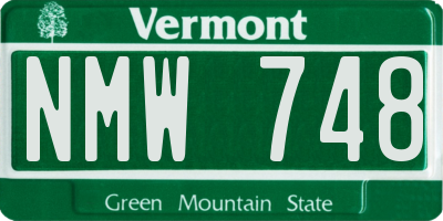 VT license plate NMW748