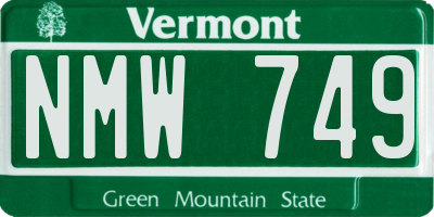 VT license plate NMW749