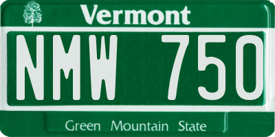 VT license plate NMW750