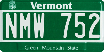VT license plate NMW752