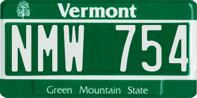 VT license plate NMW754