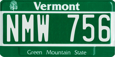VT license plate NMW756