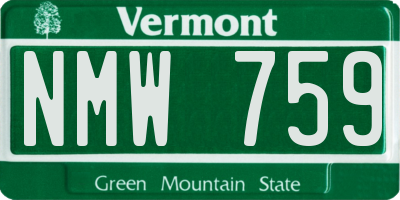 VT license plate NMW759