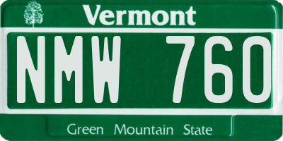 VT license plate NMW760