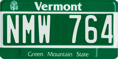 VT license plate NMW764