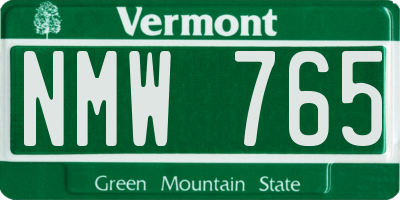VT license plate NMW765