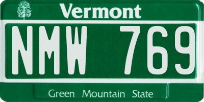 VT license plate NMW769